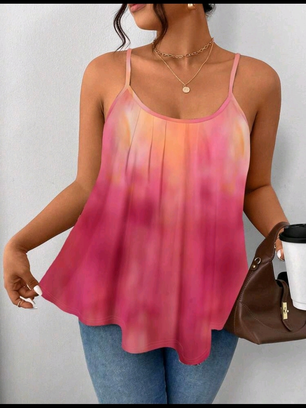 Women's Ombre Pink Sleeveless Tank Top